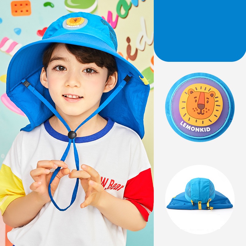 Mũ chống nắng Phom To Lemonkid | Rộng vành, che gáy chống tia UV cho bé 6 - 15 tuổi