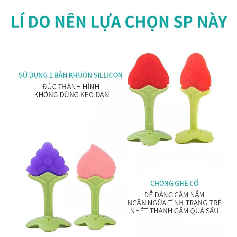 Gặm nướu hình trái cây silicon mềm có hộp đựng an toàn