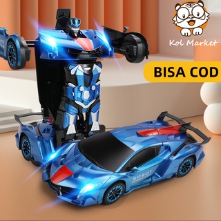 Image of KolMarket 2 in 1 Listrik RC Mobil Transformasi Robot Anak Laki-laki Mainan Luar Ruangan Remote Control Olahraga Deformasi Mobil Robot Model Mainan