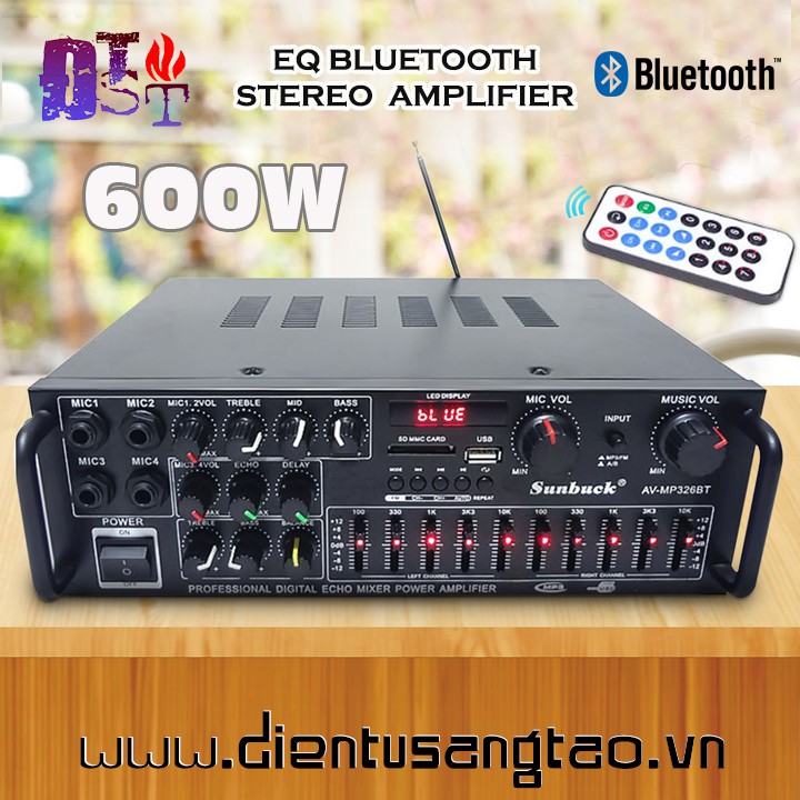 [Mã SKAMCLU9 giảm 10% đơn 100K] ✅ [RẺ NHẤT VIỆT NAM] ⚡ Ampli Sunbuck 326BT có Bluetooth dùng nguồn điện 220V/12V