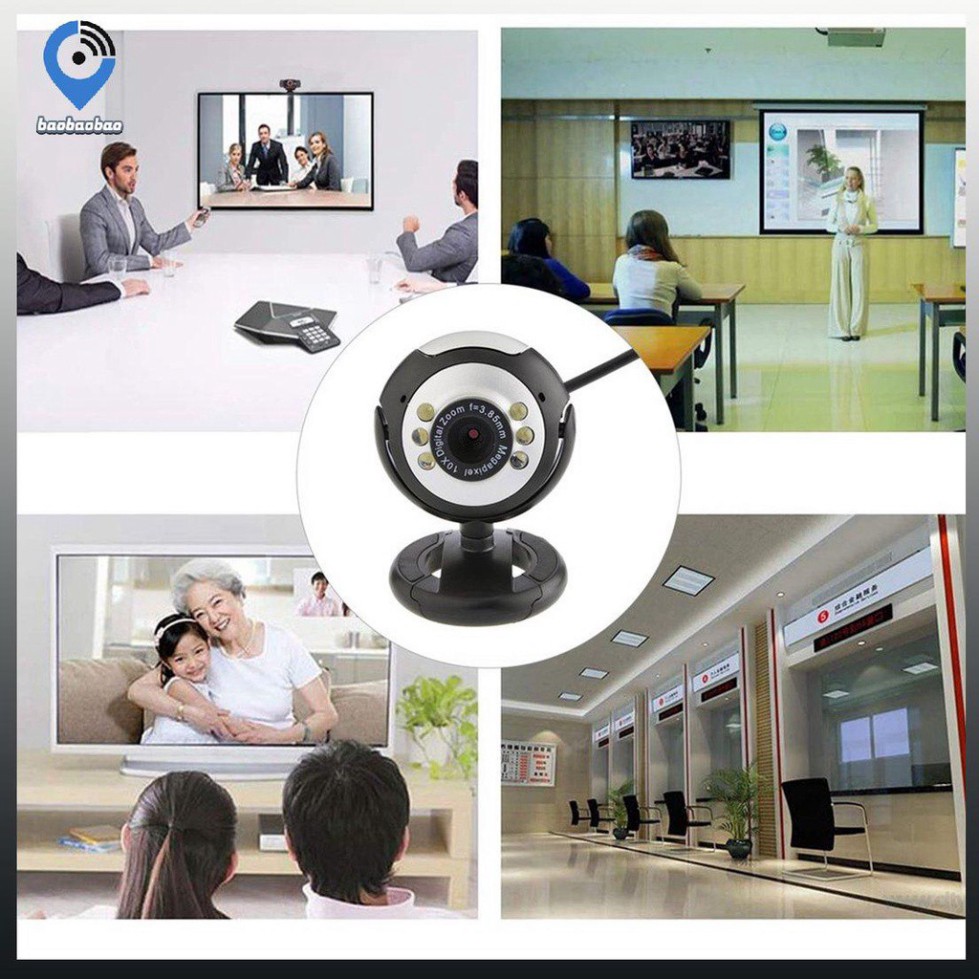 🍀(Bảo hành 06 tháng) Webcam Kẹp mini có mic 6 led dùng cho máy tính có tích hợp mic và đèn Led trợ sáng-Webcam để bàn | BigBuy360 - bigbuy360.vn