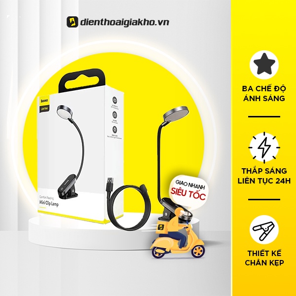 Đèn LED nhỏ Baseus kẹp thành bàn không dây cảm ứng Baseus Comfort Reading sạc USB để đọc sách vào ban đêm