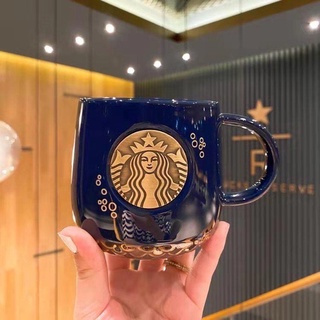 Cốc uống cà phê starbucks bằng sứ họa tiết vảy cá độc đáo