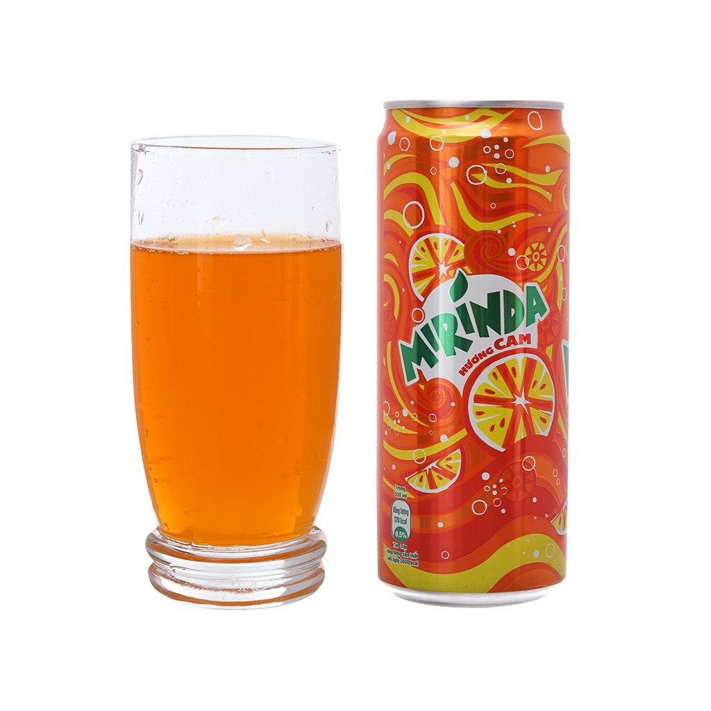 Thùng 24 Lon Nước Ngọt Có Gas Mirinda Hương Vị Cam Soft Drink Lon 330ml Date Luôn Mới