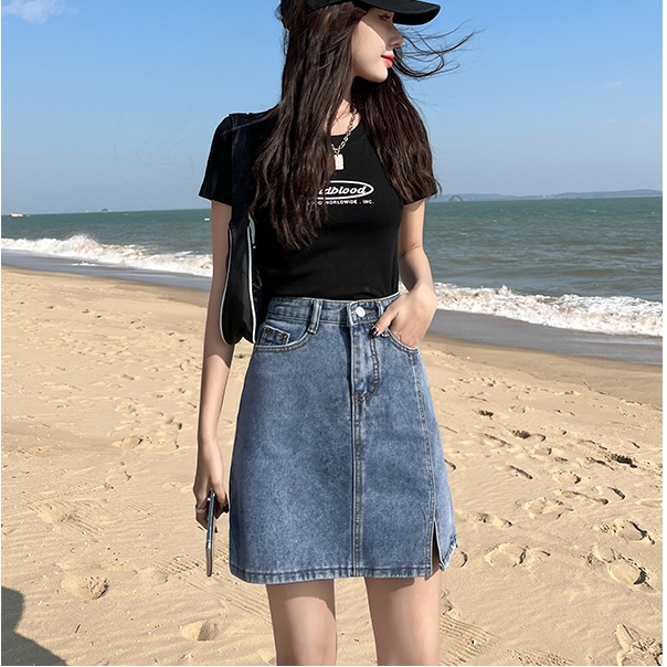 Chân váy jean Lưng Cao Thời Trang Hàn Quốc