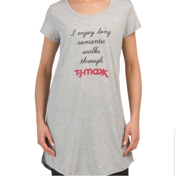 Đầm Ngủ TJ-Maxx Paraphrase Xám In Chữ Thun Cotton Lụa Mịn Mát Cổ Thuyền Tay Ngắn Vạt Bầu - Size L