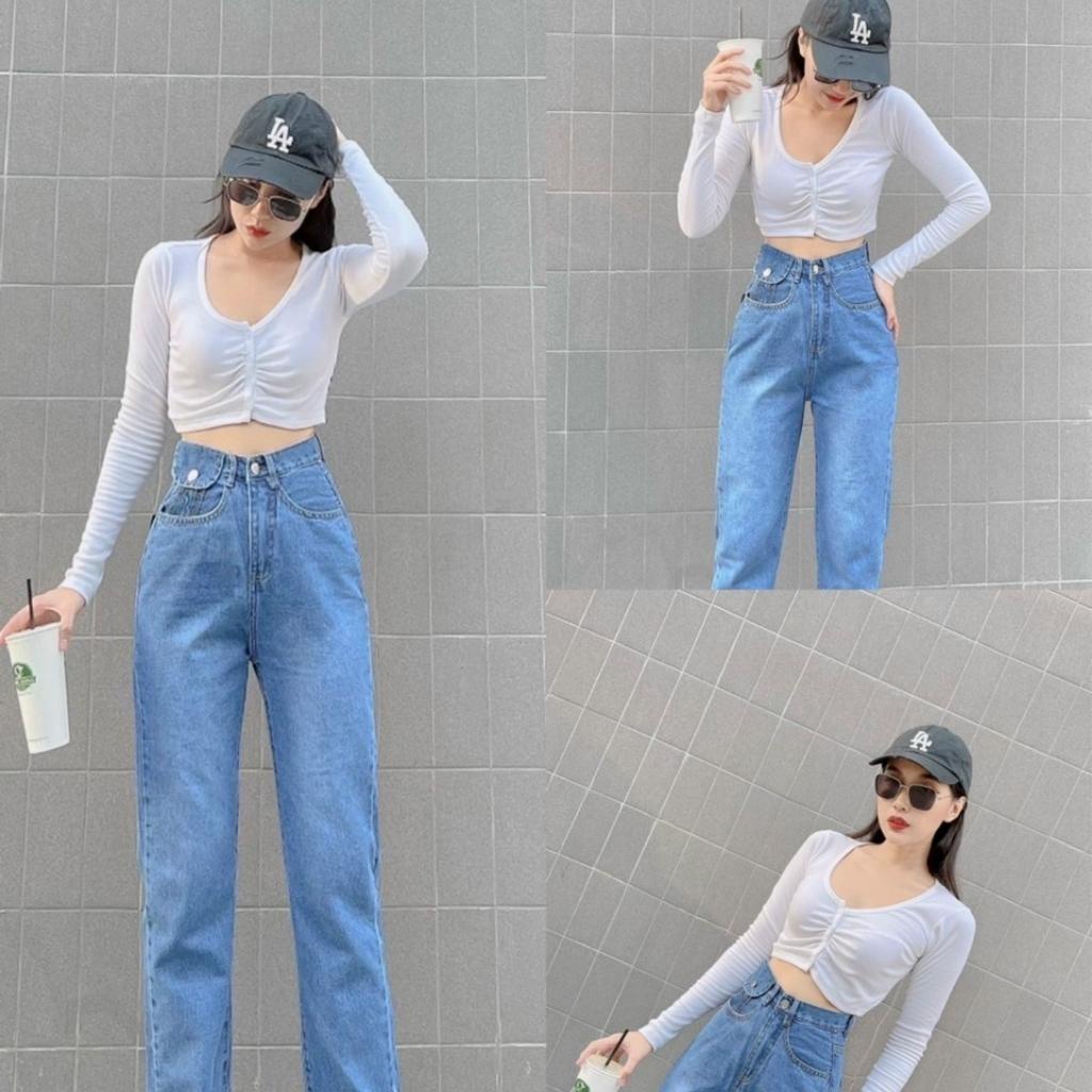 Quần jean nữ - Quần baggy nữ cao cấp dáng suông phong cách Ulzzang chất liệu bò dày dặn không giãn MT3024-3025 | BigBuy360 - bigbuy360.vn