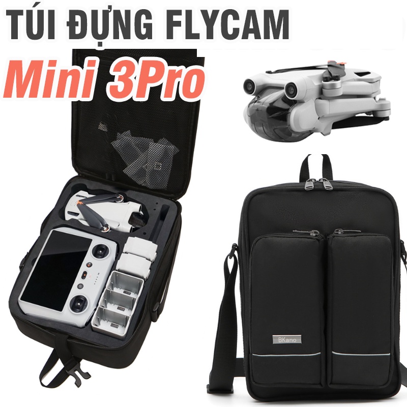 Túi đựng Flycam DJI mini 3/ 3pro có xốp cứng chống sốc chống va đập có dây đeo hãng Bkano - Phụ kiện Flycam