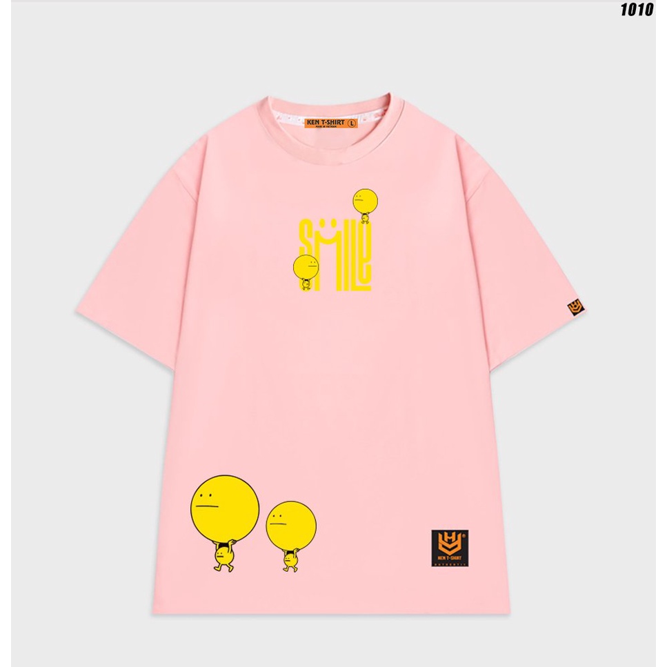 Áo thun tay lỡ cotton 75 form rộng unisex Smile 1010 HY KOREA