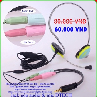 Jack gộp micro và audio Dtech DT6237
