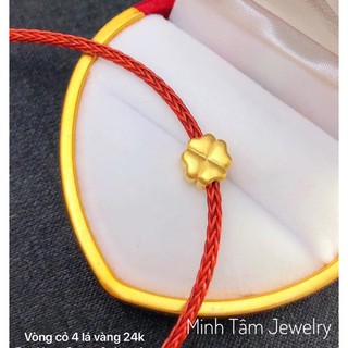 Charm cỏ bốn lá mini 24 kara Vòng tay dây cước cỏ bốn lá 24k