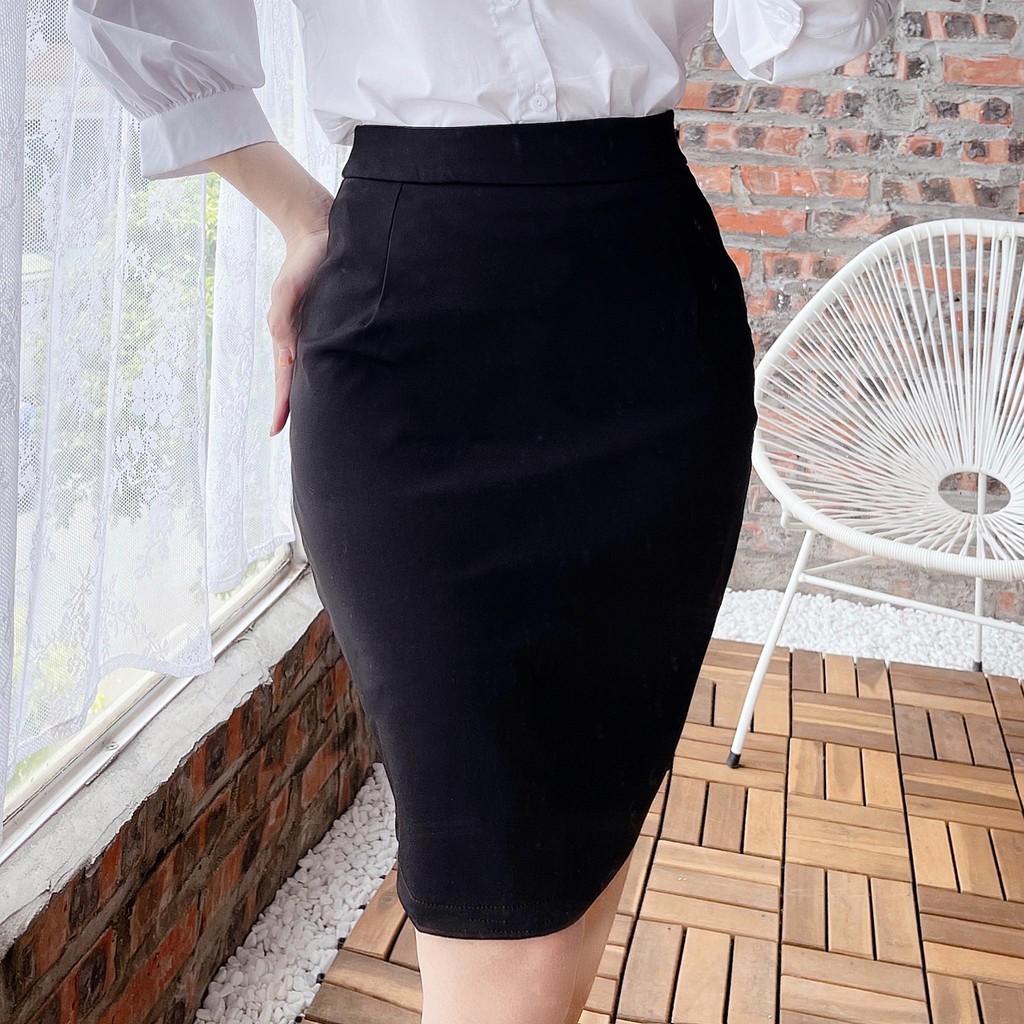 Chân Váy Bút Chì Cao Cấp lưng cao  MADELA Vải Umi Hàn Co giãn dáng ôm, váy công sở ôm eo thanh lịch-CVBC10 | BigBuy360 - bigbuy360.vn