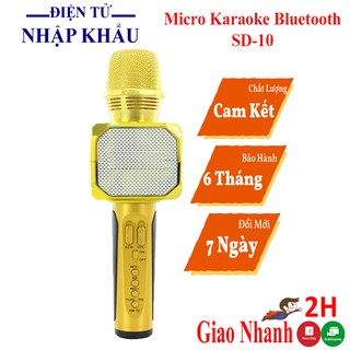 Micro karaoke bluetooth SD-10, mic kèm loa mini không dây, bắt giong tốt nhỏ gọn, giá rẻ