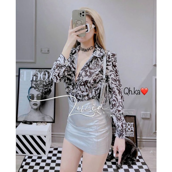 Chân váy da mềm khóa sau hàng QCL1