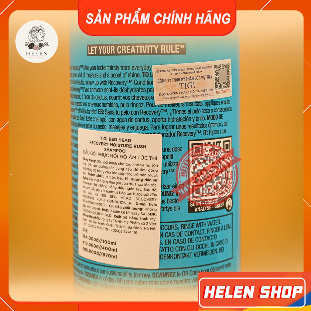Cặp Dầu Gội Xả TIGI XANH 970ML*2 Dung Tích Khủng TIGI Bed Head Phục Hồi Tóc Hư Tổn | Hàng Chính Hãng