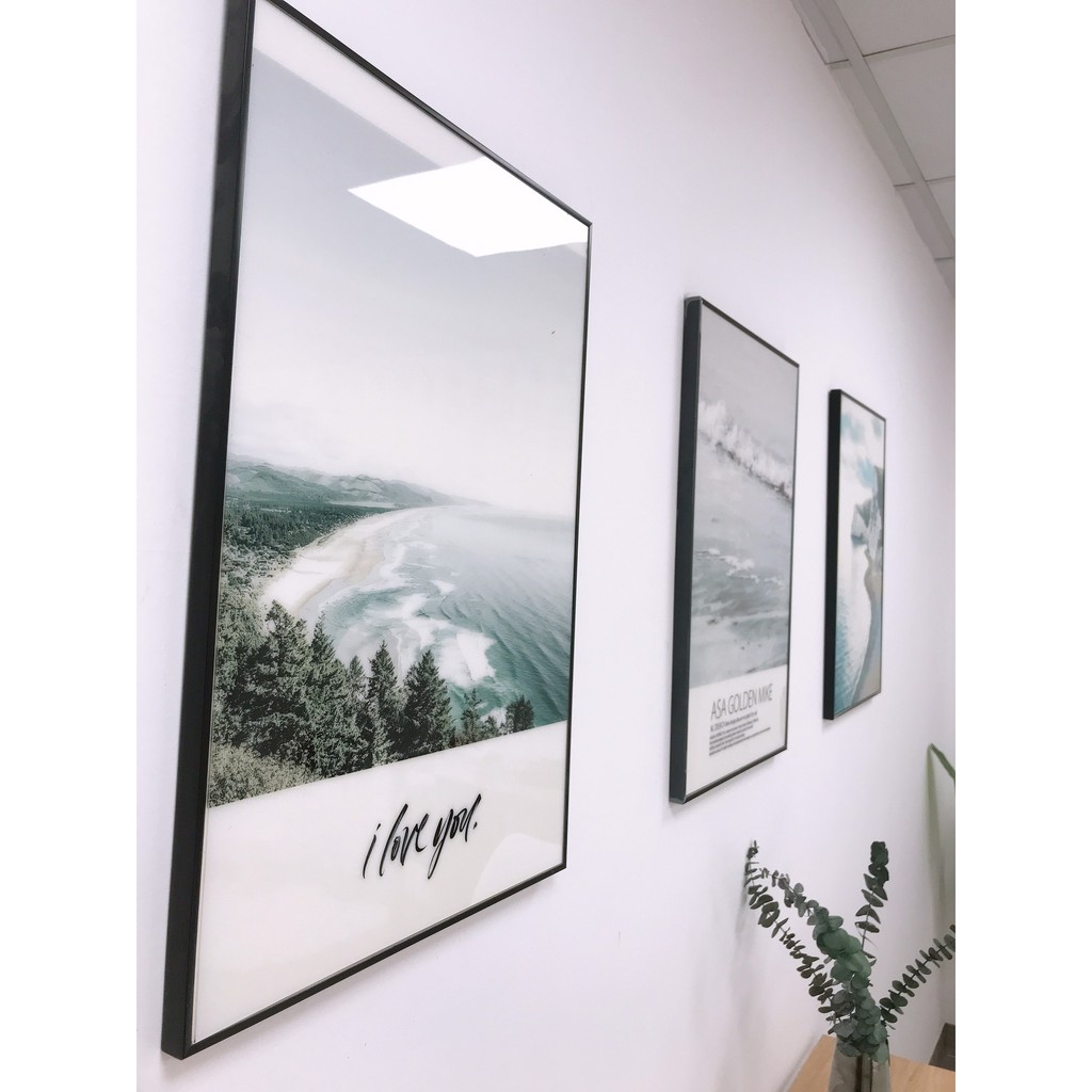 Tranh treo tường decor bộ 3 tranh tráng gương cao cấp mẫu bãi biển hiện đại phòng khách- GD46