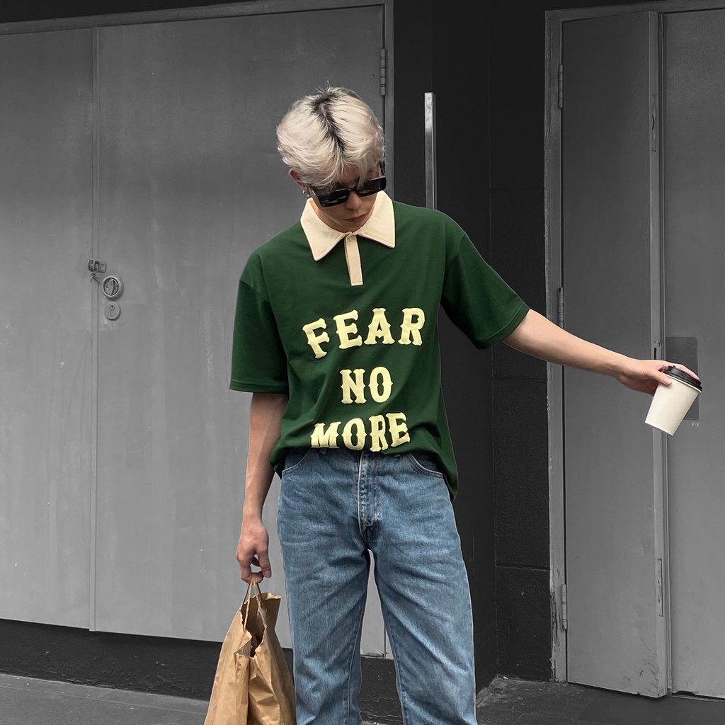 Áo Polo Oversize ODIN CLUB Fear No More, Áo phông có cổ form rộng, Local Brand ODIN CLUB, chất đẹp, hot trend