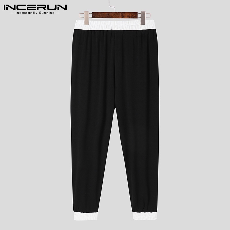 Quần ống rộng INCERUN lưng thun phối màu tương phản thời trang năng động cho nam