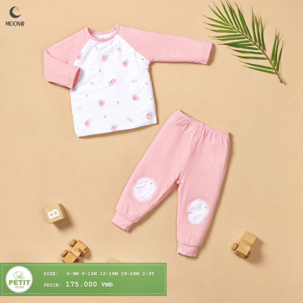 [CHÍNH HÃNG] Bộ dài tay raglan petit trẻ em phối họa tiết Moon