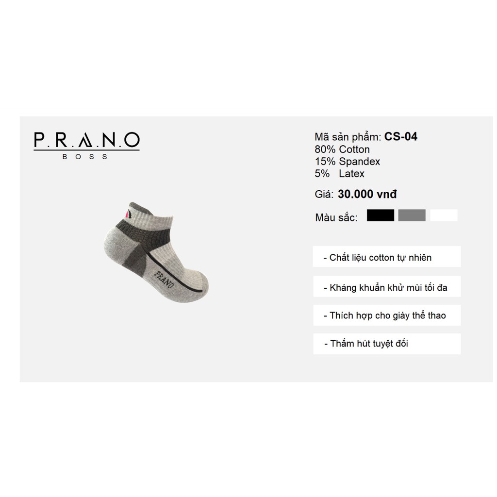 Tất ( vớ ) PRANO CS - 04 cổ ngắn - mắt cá chân - khử mùi- SIÊU thoáng siêu hút -Tất Ngắn Nam Nữ