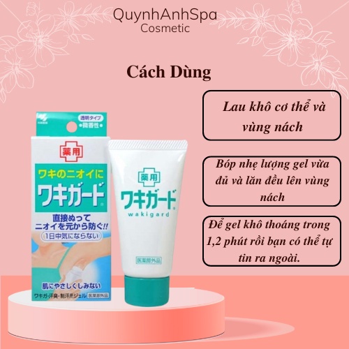 Lăn Khử Mùi hôi nách , dạng gel 50g nhỏ gọn , Nhật Bản wakigard quynhanhspa20
