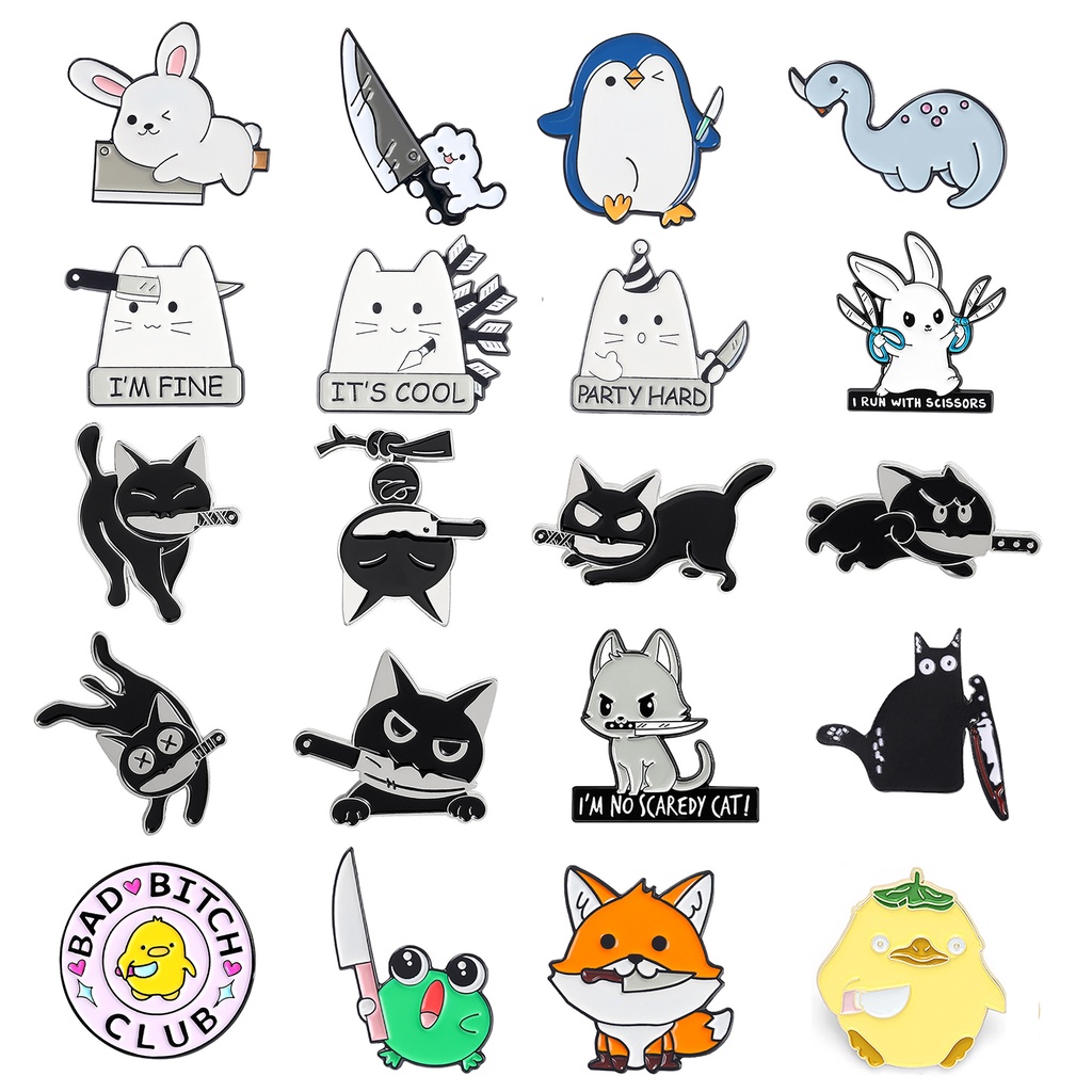 Huy Hiệu Cài Áo Hình Động Vật Dao Động Vật Vịt Thỏ Ếch Quà Tặng Cho Bạn Bè 20 Kiểu