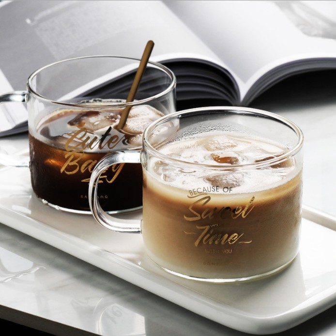 Cốc nước thủy tinh chịu nhiệt in chữ SWEET dung tích 475ml