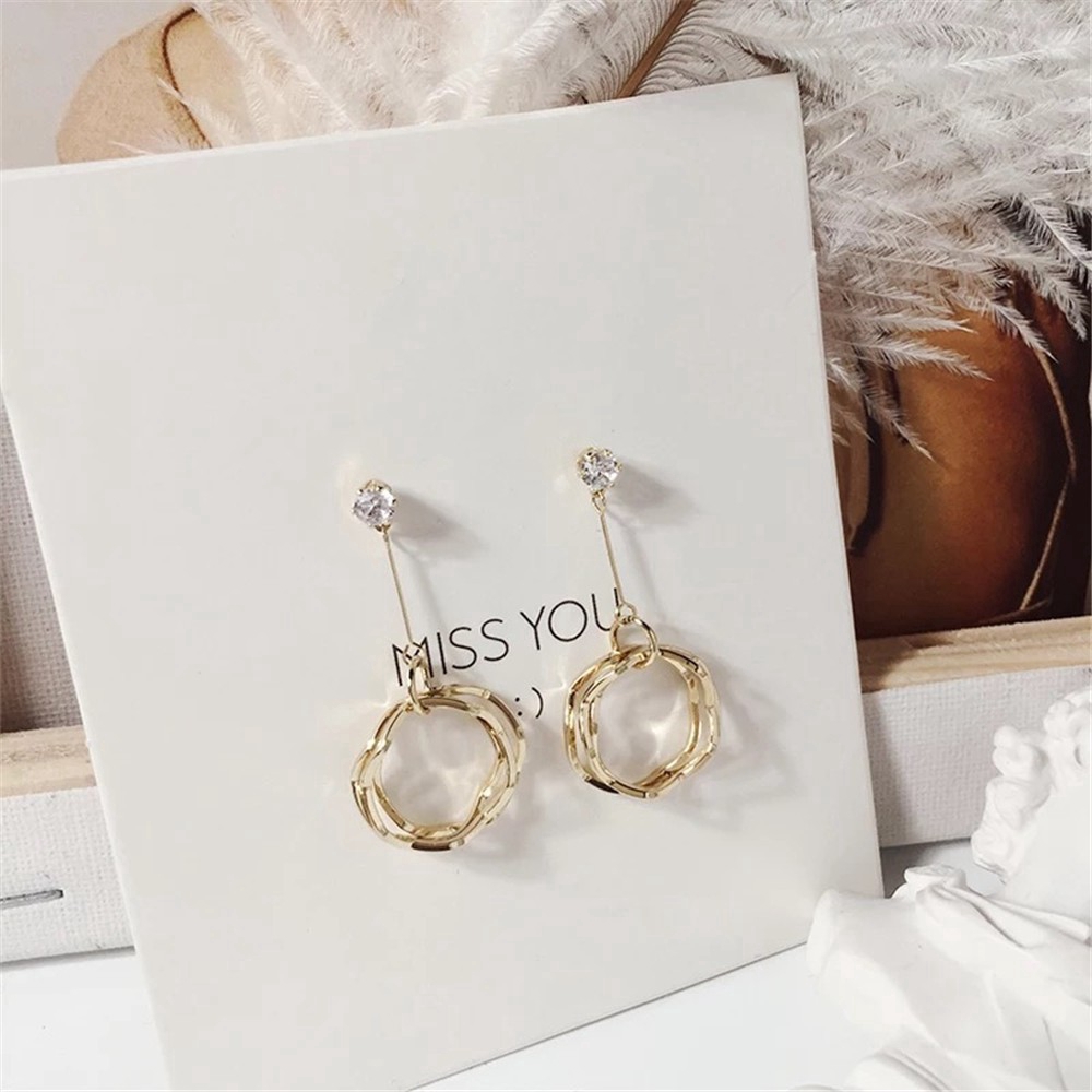 Hoa tai dáng dài đính đá thời trang Hàn Quốc cho nữ