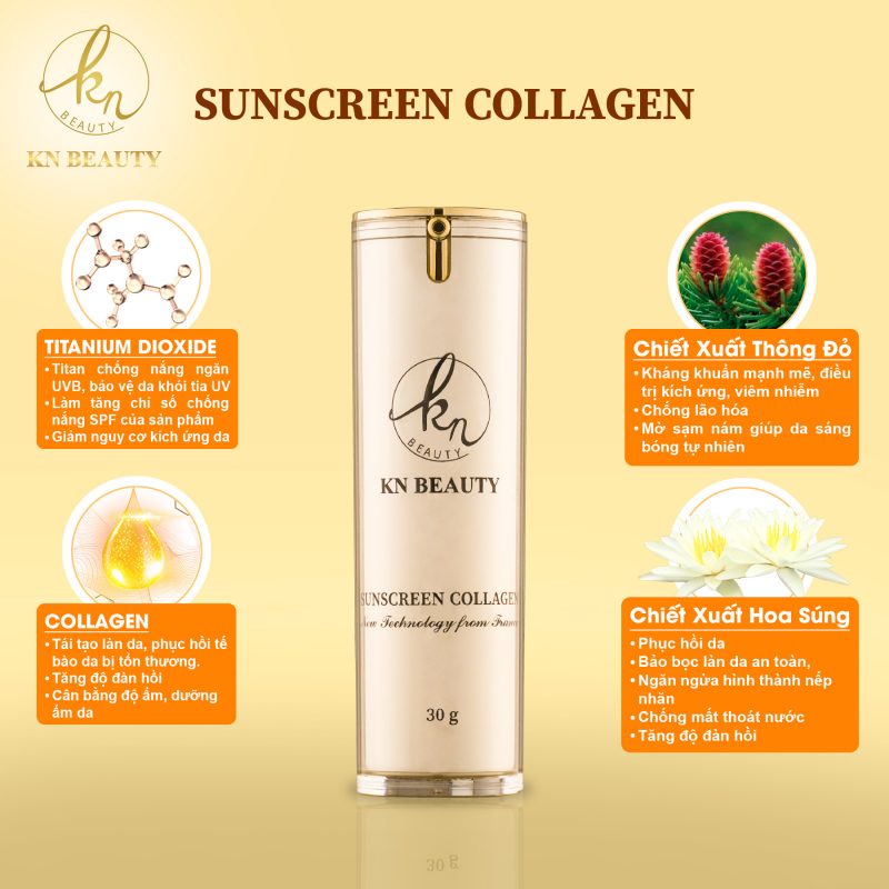 &lt; Nhận quà ngay&gt; Kem chống nắng Sunscreen Collagen KN Beauty 30g SPF 50+