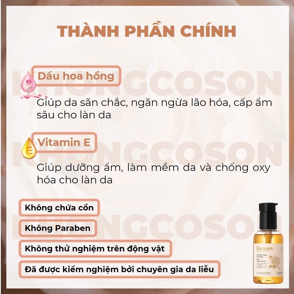 Dầu Tẩy Trang Hoa Hồng Cocoon 140ml - Khongcoson