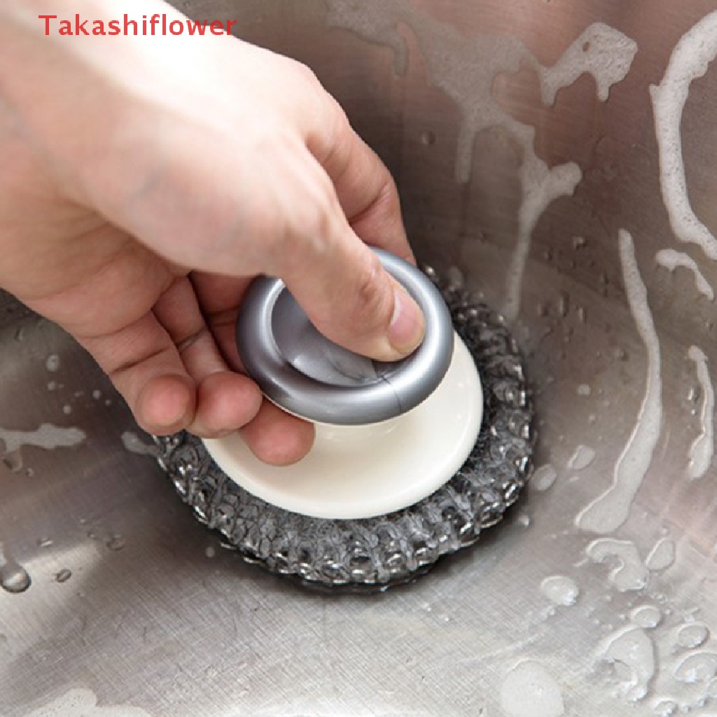 Bàn Chải Chà Rửa Bằng Len Thép Có Tay Cầm Cho Nhà Bếp Nhà Tắm