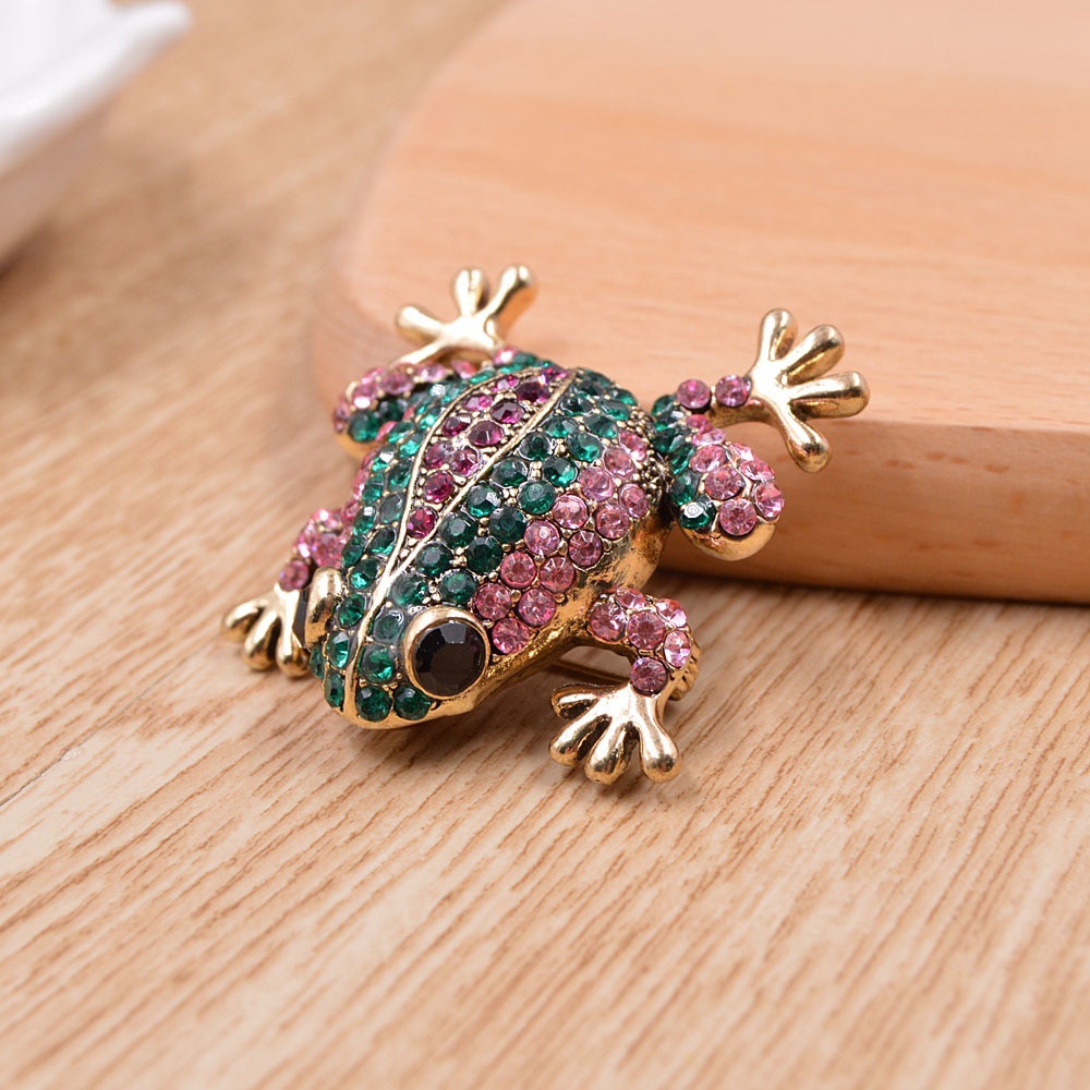 Ghim cài áo hình chú ếch đính đá thời trang cho nữ