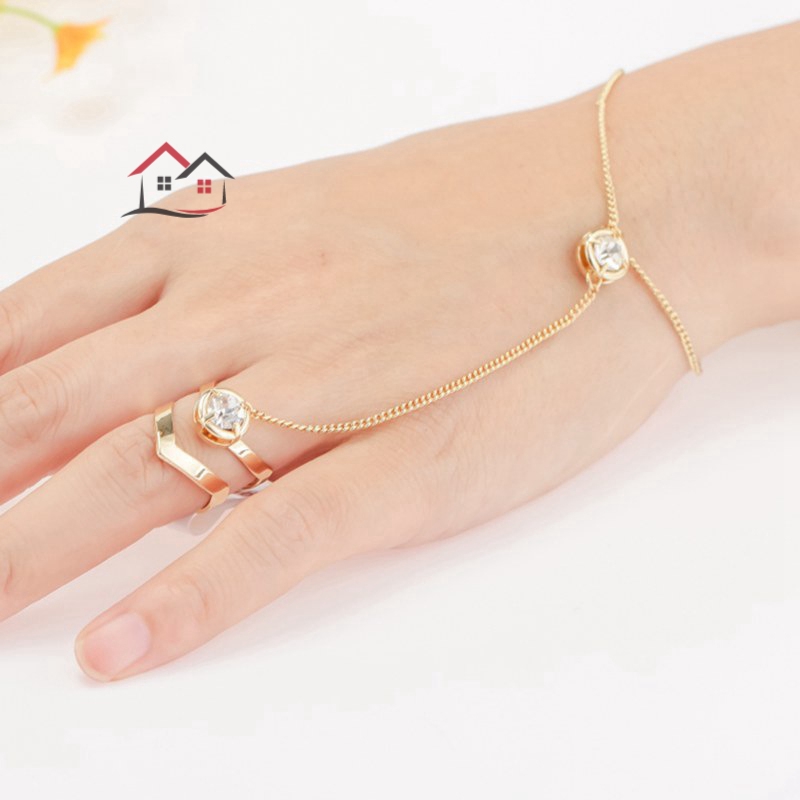 Nhẫn nối vòng đeo tay dạng chuỗi xích phong cách cá tính dành cho nữ