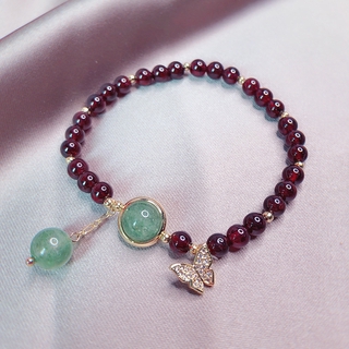 Vòng Tay Đính Đá Pha Lê Hồng Garnet Thời Trang 2020