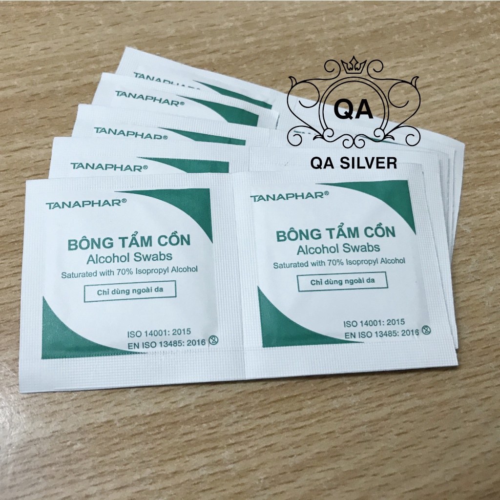 Cồn khô Alcohol pad làm sạch miếng bông tẩm cồn tẩy trang sức bạc ACCESSORIES QA SILVER AC200603