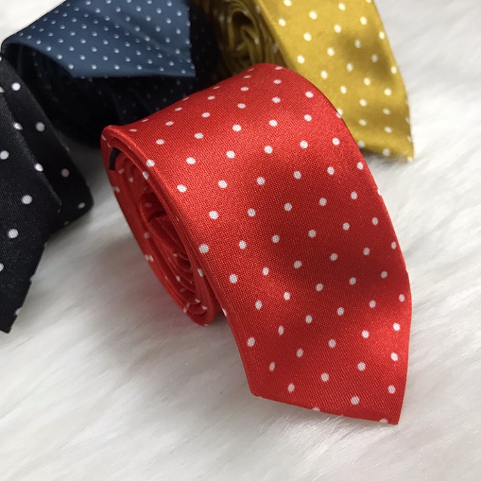 Cà vạt nam KING cavat chấm bi bản nhỏ 6cm vải silk lụa 100% cao cấp 3 Lớp  ( C41 )