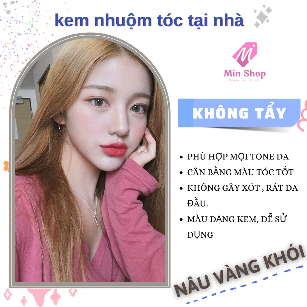 Thuốc nhuộm  tóc màu nâu vàng khói, tặng kèm õy trợ dưỡng và bao tay