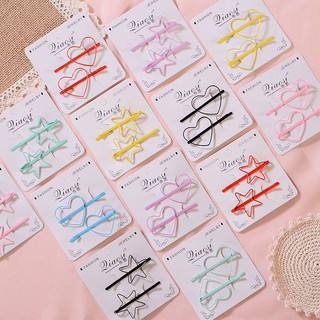 Set 2 Kẹp Tóc Trái Tim/ Ngôi Sao (Đủ Màu)