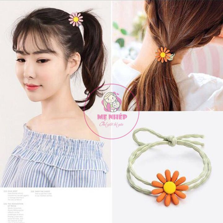 Dây buộc tóc, thun cột tóc hoa cúc thời trang