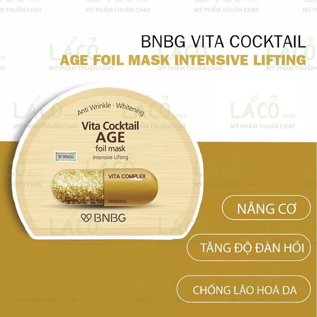 Mặt nạ BNBG Vita Mask mặt nạ chính hãng bnbg ngừa lão hóa, nâng cơ Vita Cocktail Age Foil Mask mặt nạ Hàn Quốc 30ml