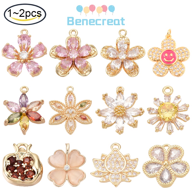 1 Hoặc 2 Mặt Dây Chuyền Hình Hoa Đào/Mặt Cười Mạ Vàng 18K Bằng Đồng Thau