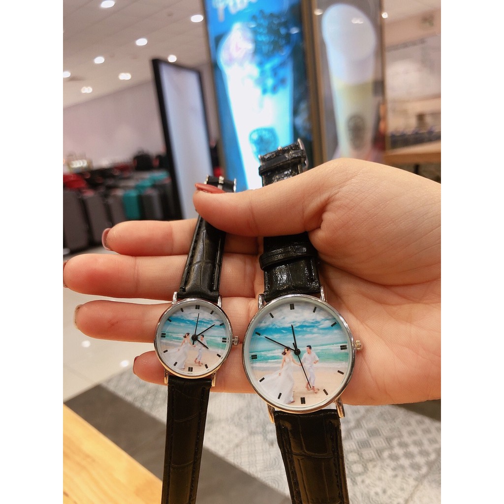Đồng hồ thời trang nam nữ in hình theo yêu cầu ( dây da ) xinh xắn Srte4428