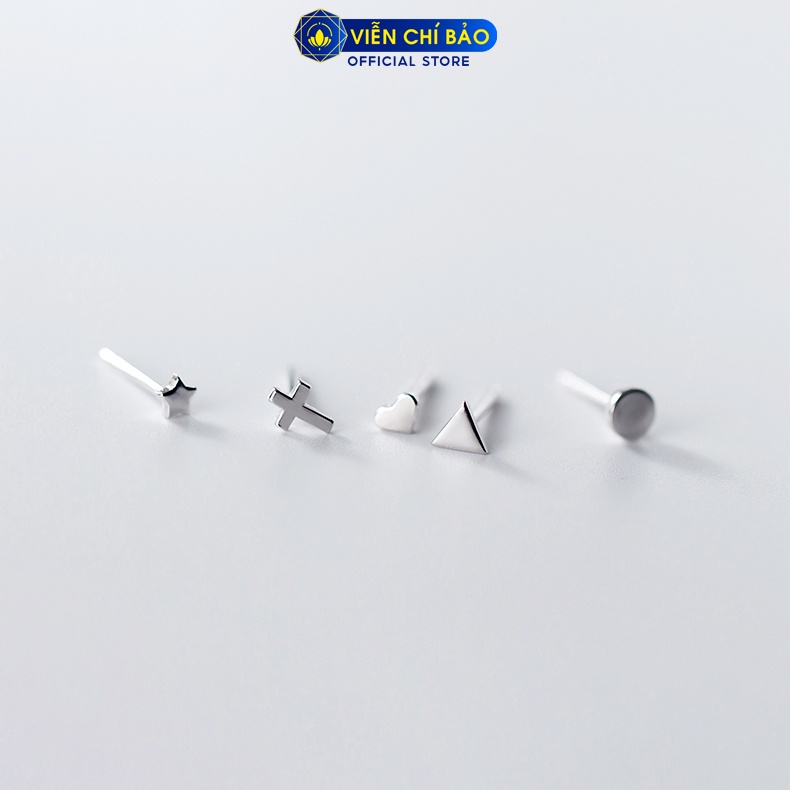 Bông tai bạc nữ trơn nhiều hình chất liệu bạc 925 thời trang phụ kiện trang sức nữ thương hiệu Viễn Chí Bảo B400567