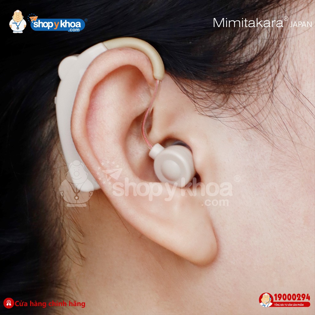 Máy Trợ Thính Vành Tai, Hộp Sạc Di Động Mimitakara  . Made In Taiwan