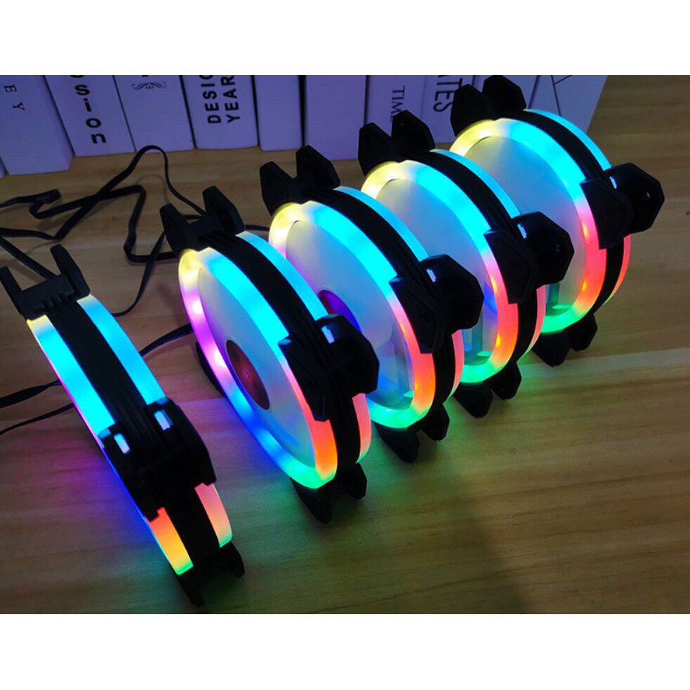 Quạt Tản Nhiệt, Fan Led RGB Coolmoon - Tự Động Đổi Màu, Không Cần Hub