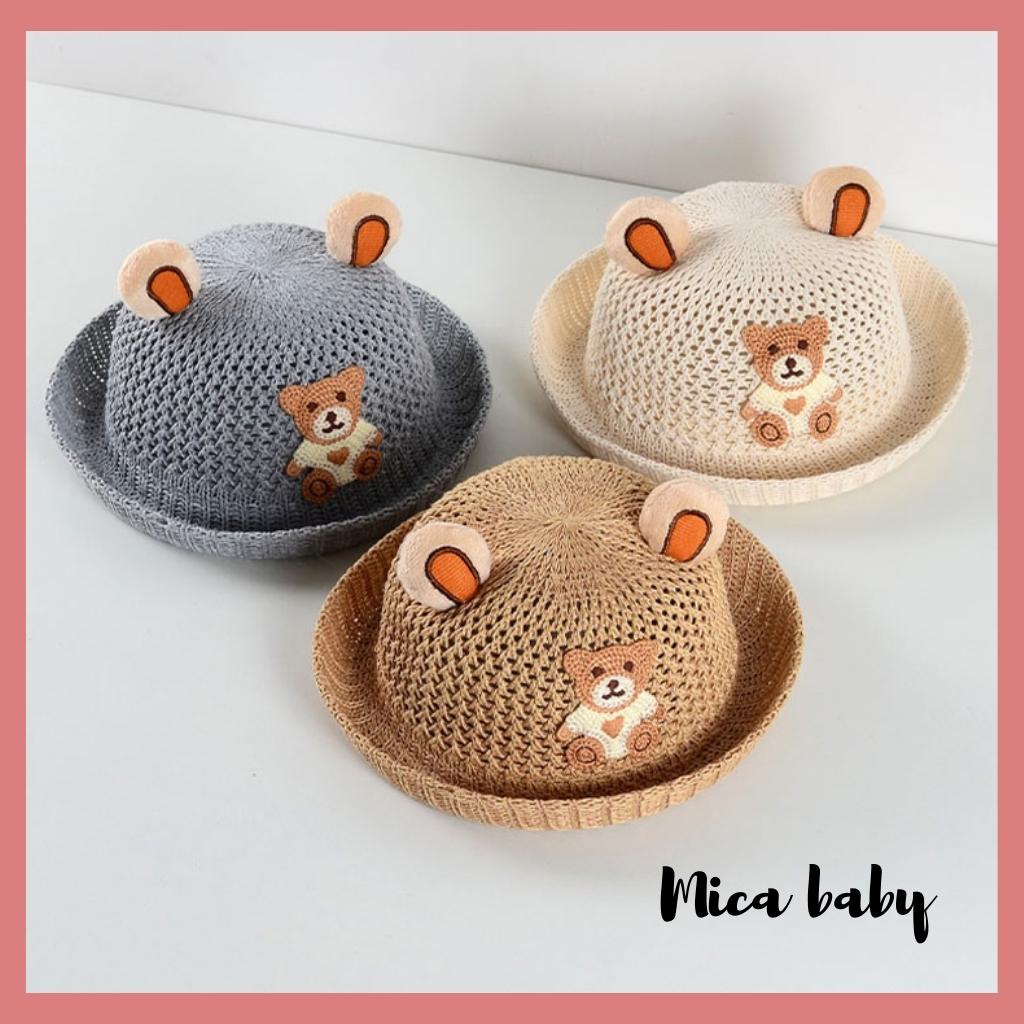 Mũ cói hè tai gấu thoáng khí dễ thương cho bé từ 6 tháng-2 tuổi Mica baby MH113
