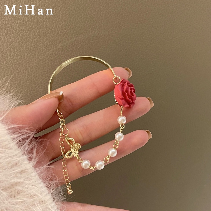 Vòng Tay Kim Loại Mặt Hình Hoa Trà Ngọt Ngào