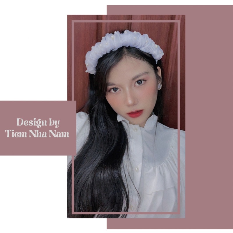 BỜM / CÀI TÓC NHÚN 2 LỚP VẢI PHI PHỐI VOAN - [ Nhà Nấm handmade ]