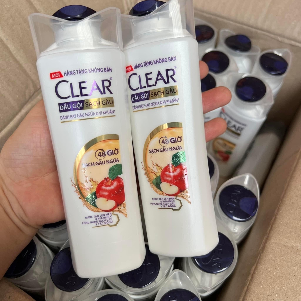 Combo 2 chai Dầu gội Clear nước táo lên men & Vitamin C chai 140g 