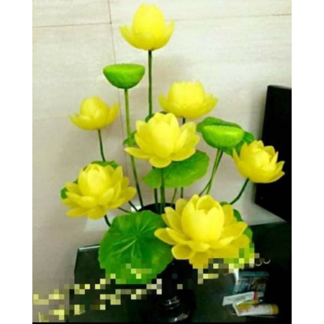 Set nguyên liệu làm hoa sen pha lê, nhụy giả, gương xanh, không kèm bình